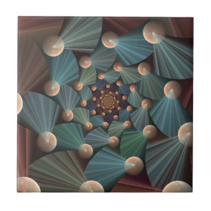 Abstract Fractal Art With Depth Brown Slate Blue Tile