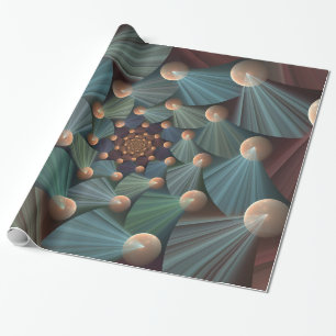 Abstract Fractal Art With Depth Brown Slate Blue Wrapping Paper
