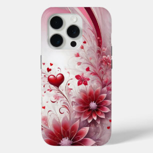 Abstract fractal background with flowers iPhone 15 pro case