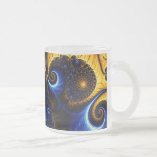 Abstract Fractal Blue Sky frosted glass Mug