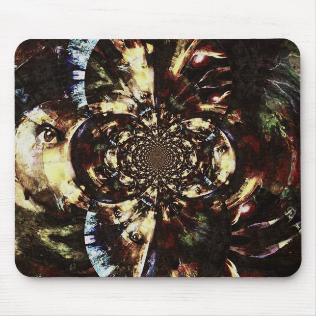 Abstract fractal faces mouse mat (Front)