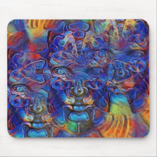 Abstract fractal faces mouse mat