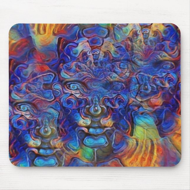 Abstract fractal faces mouse mat (Front)