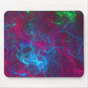 Abstract Fractal Flames Pink Purple Blue Green Mouse Mat