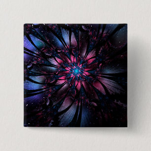 Abstract fractal flower design. 15 cm square badge
