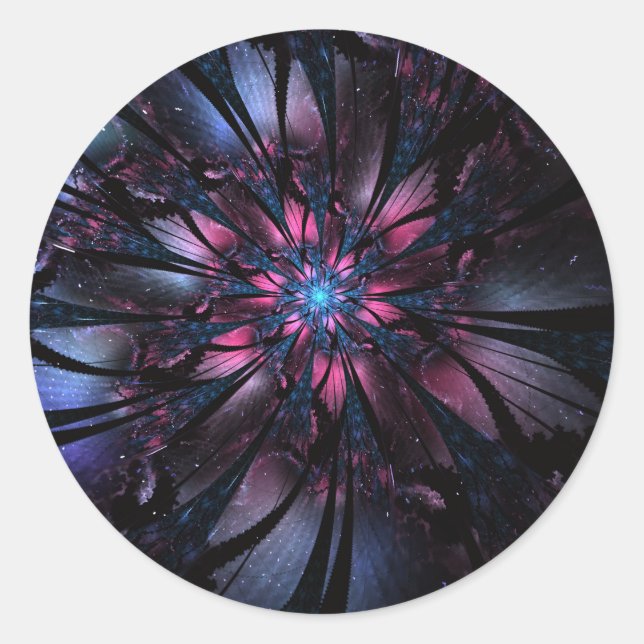 Abstract fractal flower design.   classic round sticker (Front)