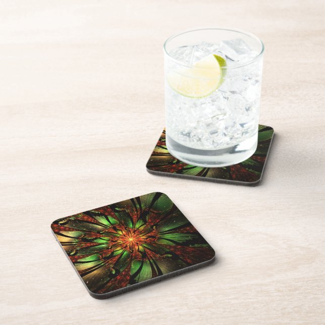 Abstract fractal flower design.  coaster (Right Side)