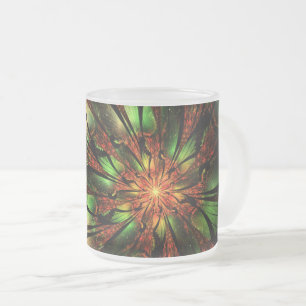 Abstract fractal flower design. frosted glass coffee mug