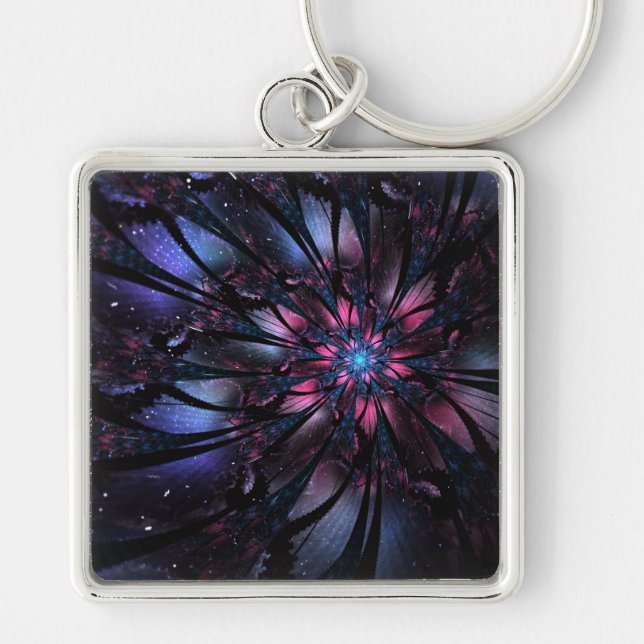 Abstract fractal flower design.  key ring (Front)