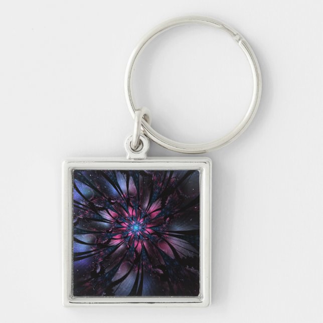 Abstract fractal flower design.   key ring (Front)