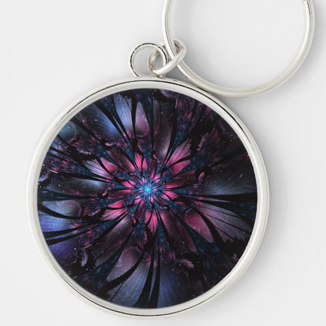 Abstract fractal flower design.   key ring (Front)