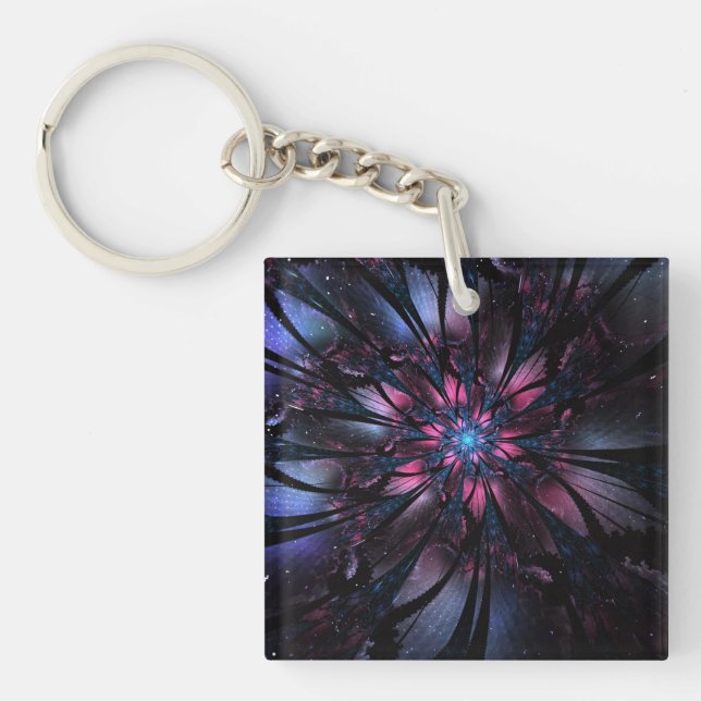 Abstract fractal flower design.  key ring (Front)