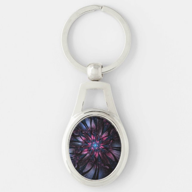 Abstract fractal flower design.  key ring (Front)