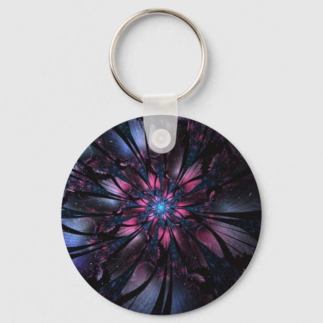 Abstract fractal flower design.  key ring (Front)