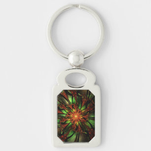 Abstract fractal flower design. key ring