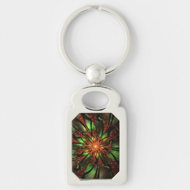 Abstract fractal flower design.  key ring (Front)