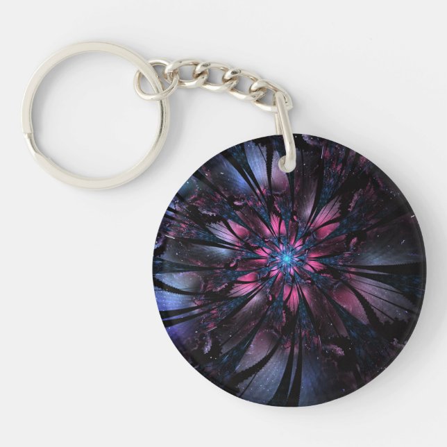 Abstract fractal flower design.  key ring (Front)