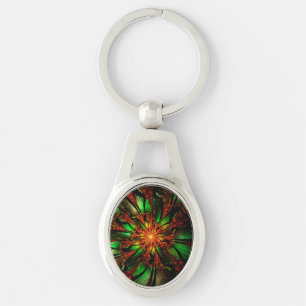 Abstract fractal flower design key ring