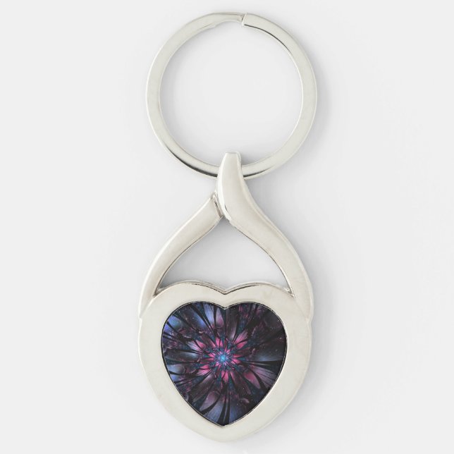 Abstract fractal flower design.   key ring (Front)