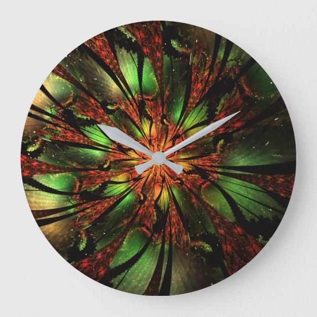 Abstract fractal flower design.  large clock (Front)