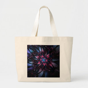 Abstract fractal flower design. large tote bag