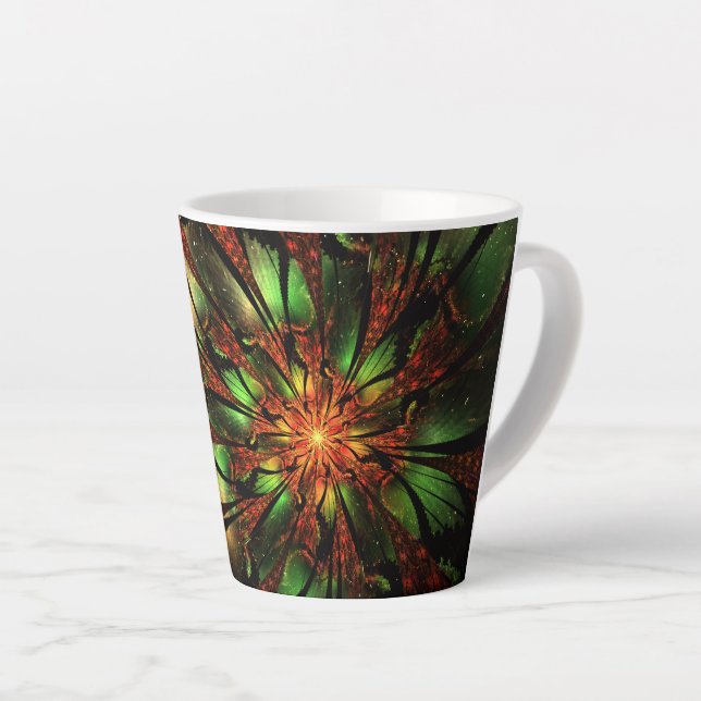 Abstract fractal flower design.  latte mug (Right Angle)