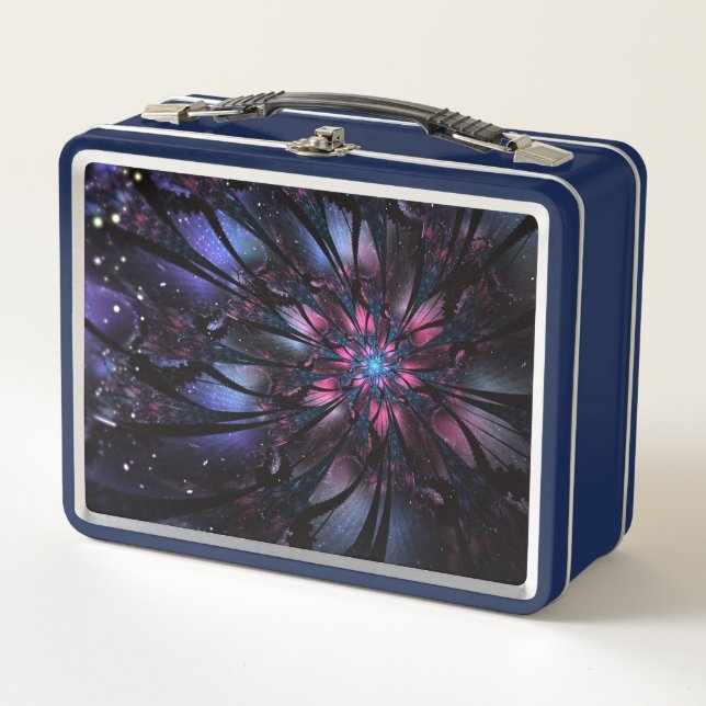 Abstract fractal flower design.   metal lunch box (Front)