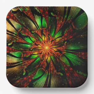 Abstract fractal flower design.  paper plate