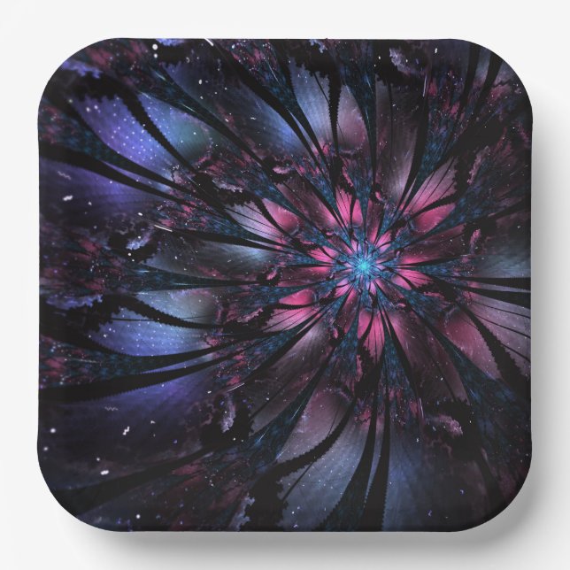 Abstract fractal flower design.  paper plate (Front)