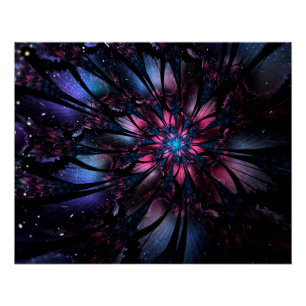 Abstract fractal flower design. poster