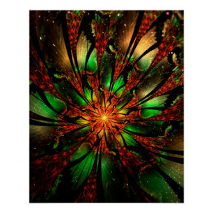 Abstract fractal flower design. poster