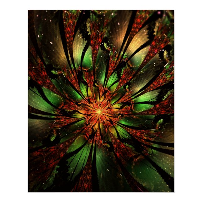 Abstract fractal flower design. poster (Front)