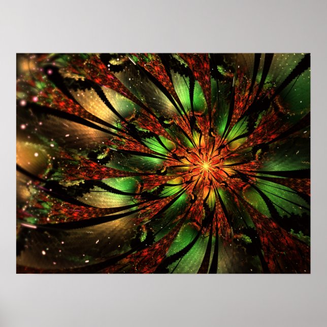 Abstract fractal flower design. poster (Front)