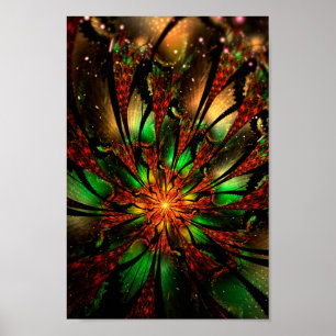Abstract fractal flower design poster