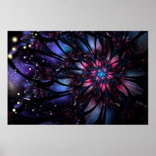 Abstract fractal flower design. poster
