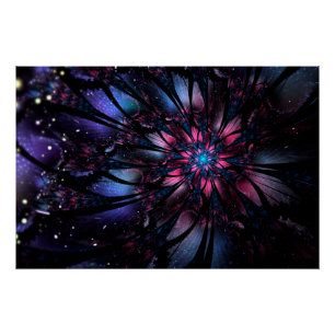 Abstract fractal flower design.   poster