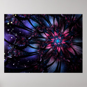 Abstract fractal flower design.   poster