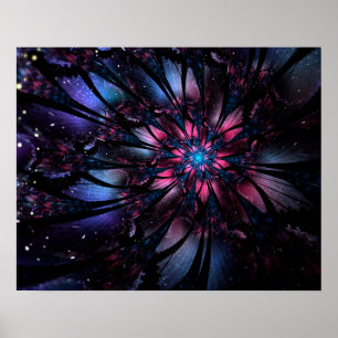 Abstract fractal flower design.   poster