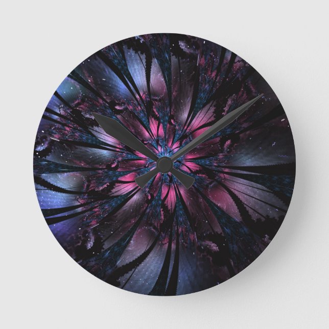 Abstract fractal flower design.    round clock (Front)