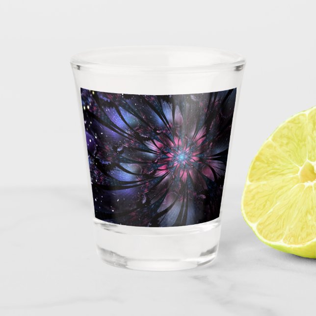 Abstract fractal flower design.   shot glass (Front)