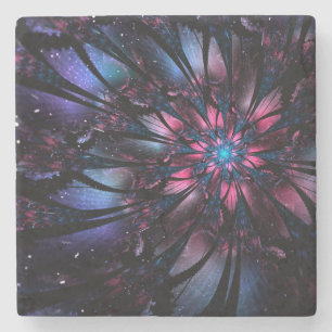 Abstract fractal flower design. stone coaster