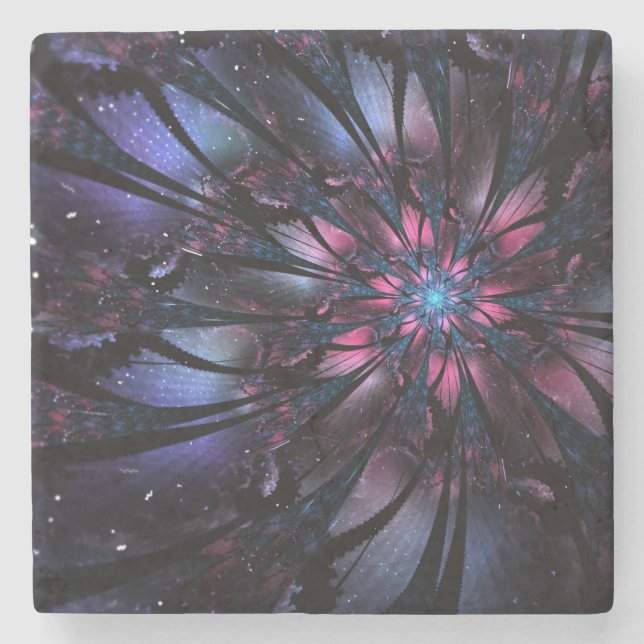 Abstract fractal flower design.   stone coaster (Front)