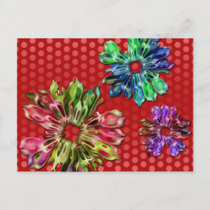 abstract fractal flowers 2D   red dots Postcard