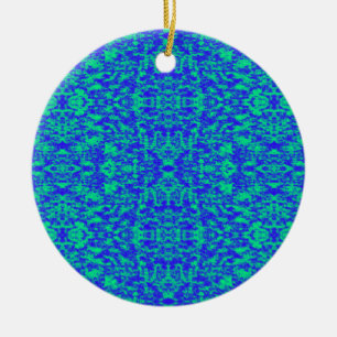 Abstract Fractal In Blue And Green Ceramic Tree Decoration