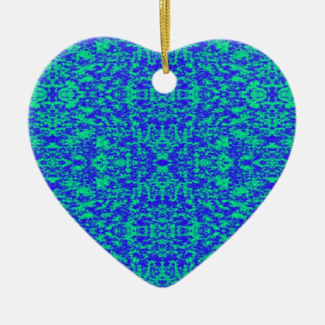 Abstract Fractal In Blue And Green Ceramic Tree Decoration (Front)