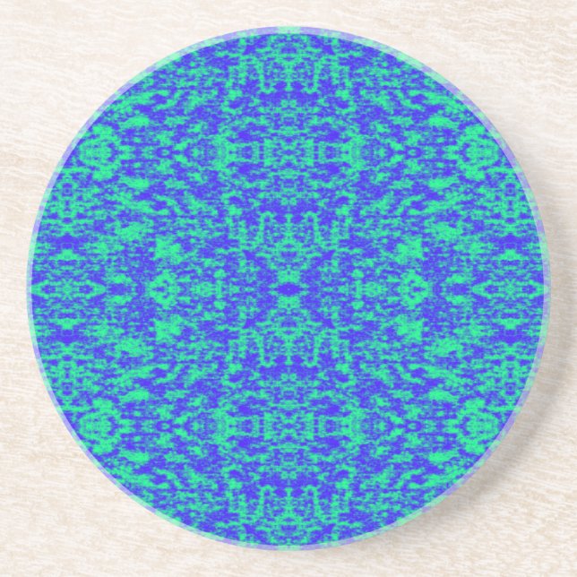 Abstract Fractal In Blue And Green Coaster (Front)