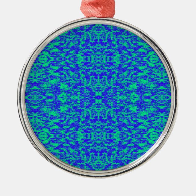 Abstract Fractal In Blue And Green Metal Tree Decoration (Front)