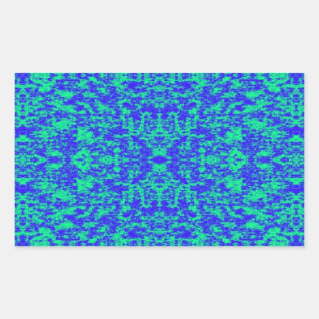 Abstract Fractal In Blue And Green Rectangular Sticker (Front)