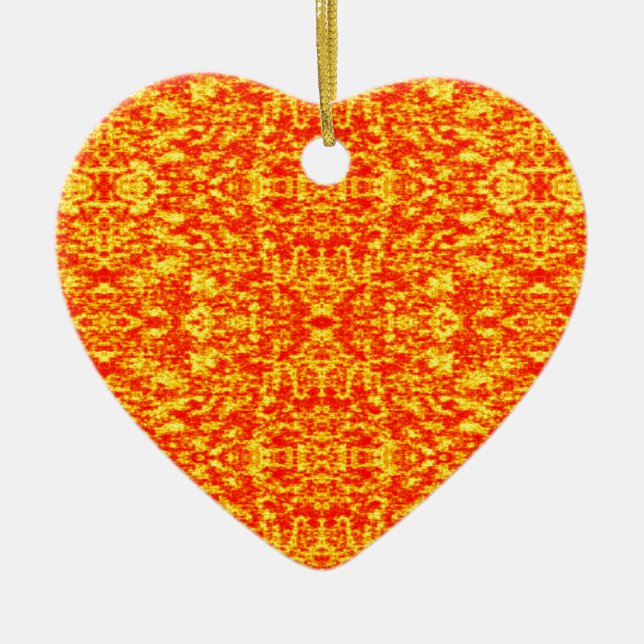 Abstract Fractal In Red And Orange Ceramic Tree Decoration (Front)