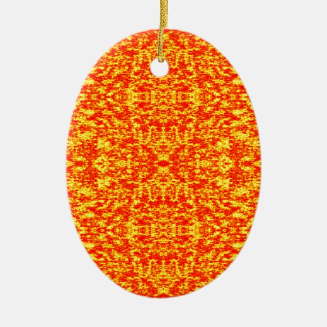 Abstract Fractal In Red And Orange Ceramic Tree Decoration (Front)